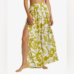 BILLABONG NWT High Waist Lime Floral Flowy $79.95 Relaxed Split Open Leg Pants
